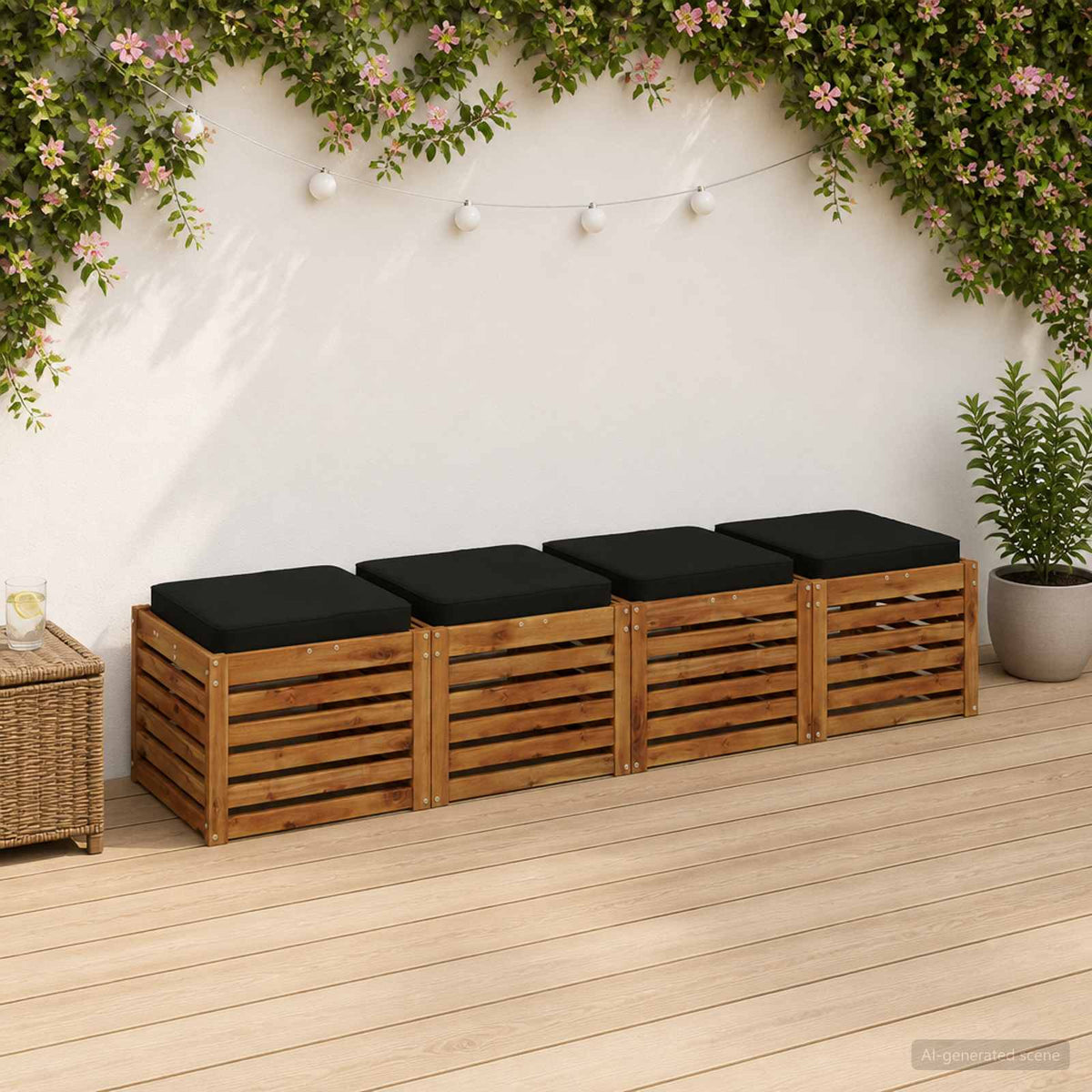 vidaXL 4-Piece Seat Cushions VUGHT 4 pcs 100% Polyester Black