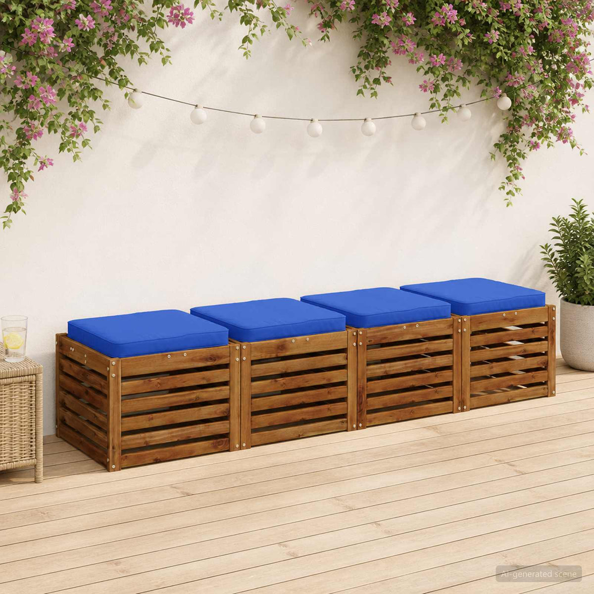 vidaXL 4-Piece Seat Cushions VUGHT 4 pcs 100% Polyester Royal Blue
