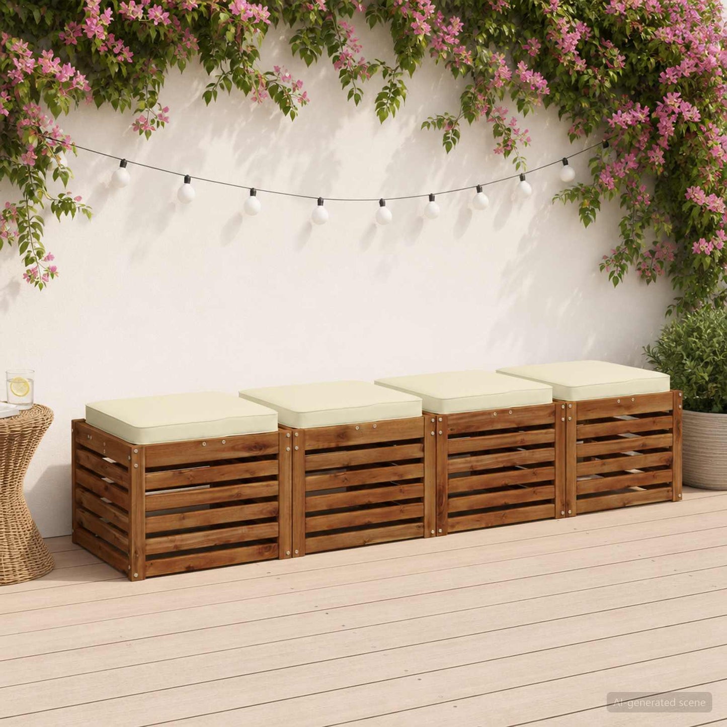 vidaXL 4-Piece Seat Cushions VUGHT 4 pcs 100% Polyester Cream