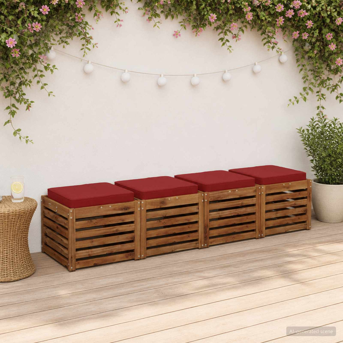 vidaXL 4-Piece Seat Cushions VUGHT 4 pcs 100% Polyester Wine Red
