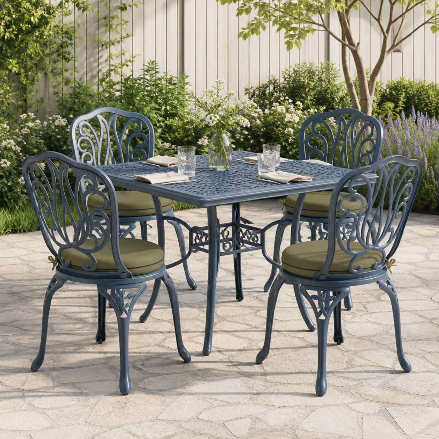 vidaXL 4-Piece Seat Cushions SOEST 4 pcs 100% Polyester Olive Green