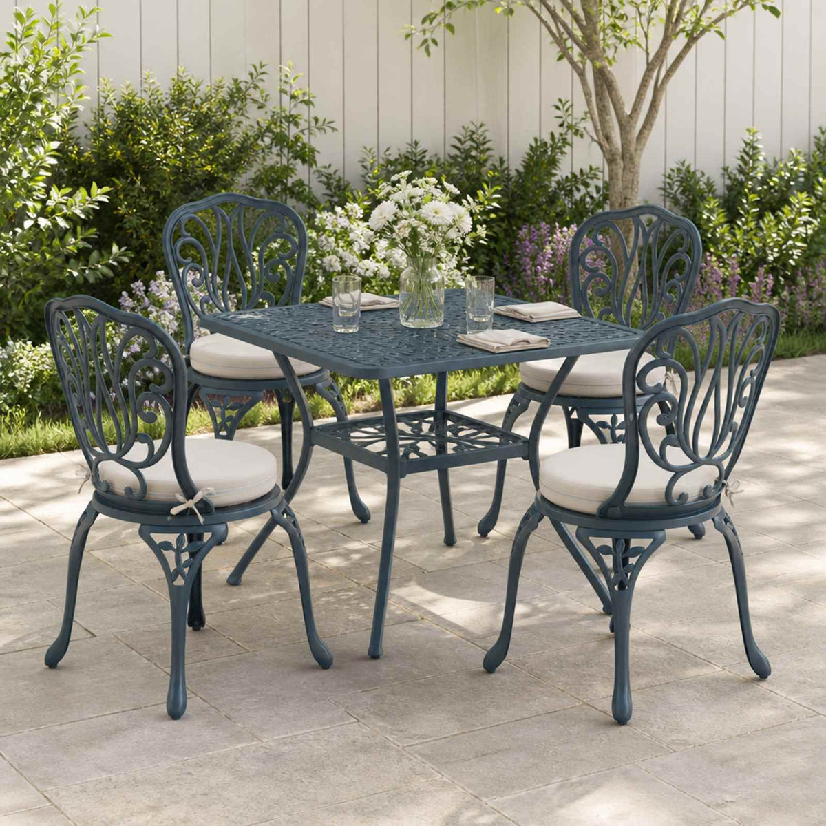 vidaXL 4-Piece Seat Cushions SOEST 4 pcs 100% Polyester White