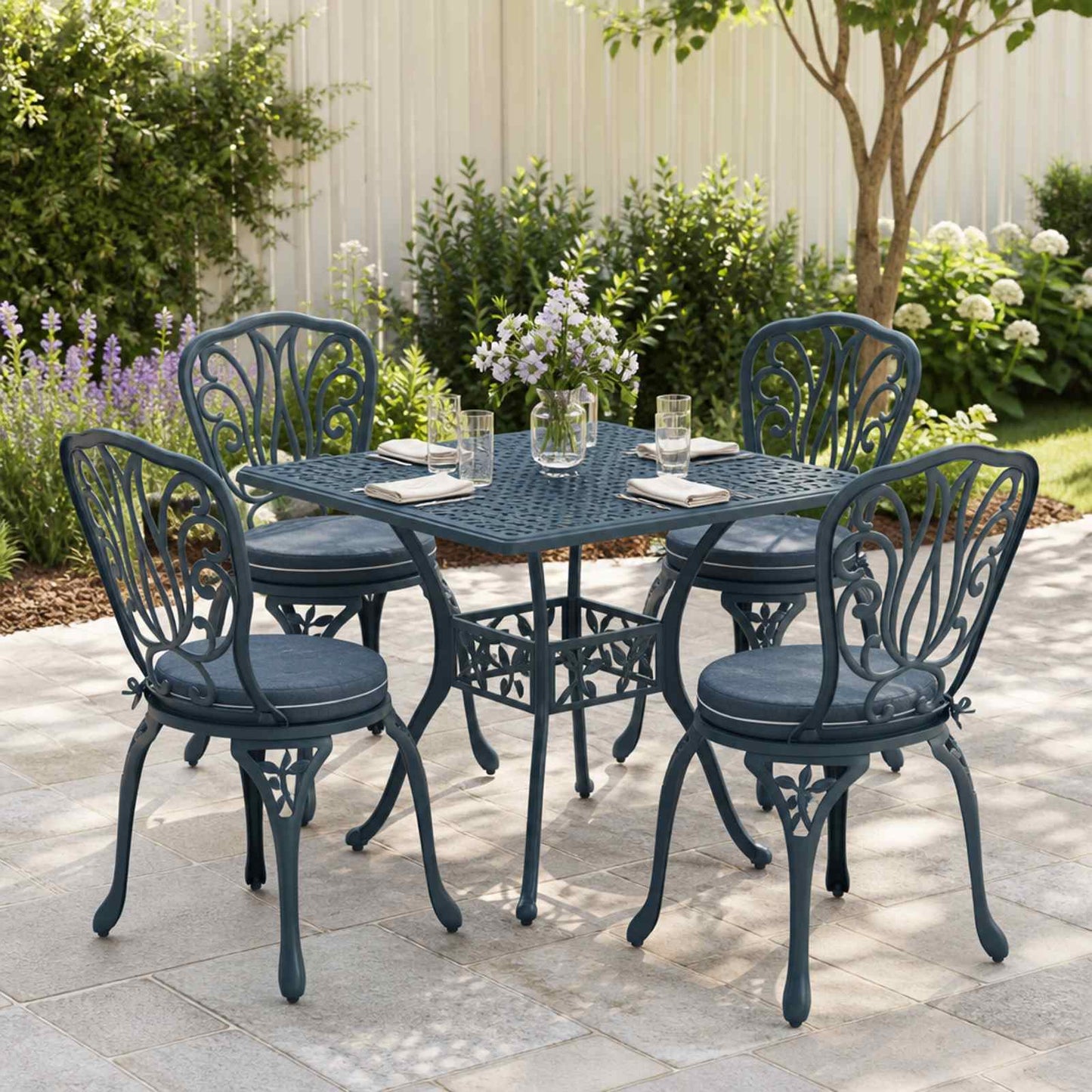 vidaXL 4-Piece Seat Cushions SOEST 4 pcs 100% Polyester Blue