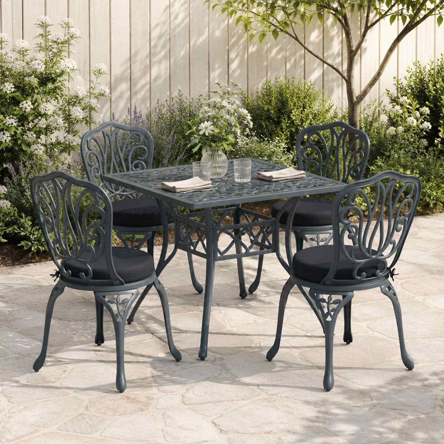 vidaXL 4-Piece Seat Cushions SOEST 4 pcs 100% Polyester Dark Blue