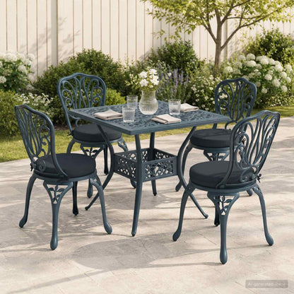 vidaXL Seat Cushions SOEST 4 pcs 100% Polyester Dark Blue Ø 40 x 7 cm
