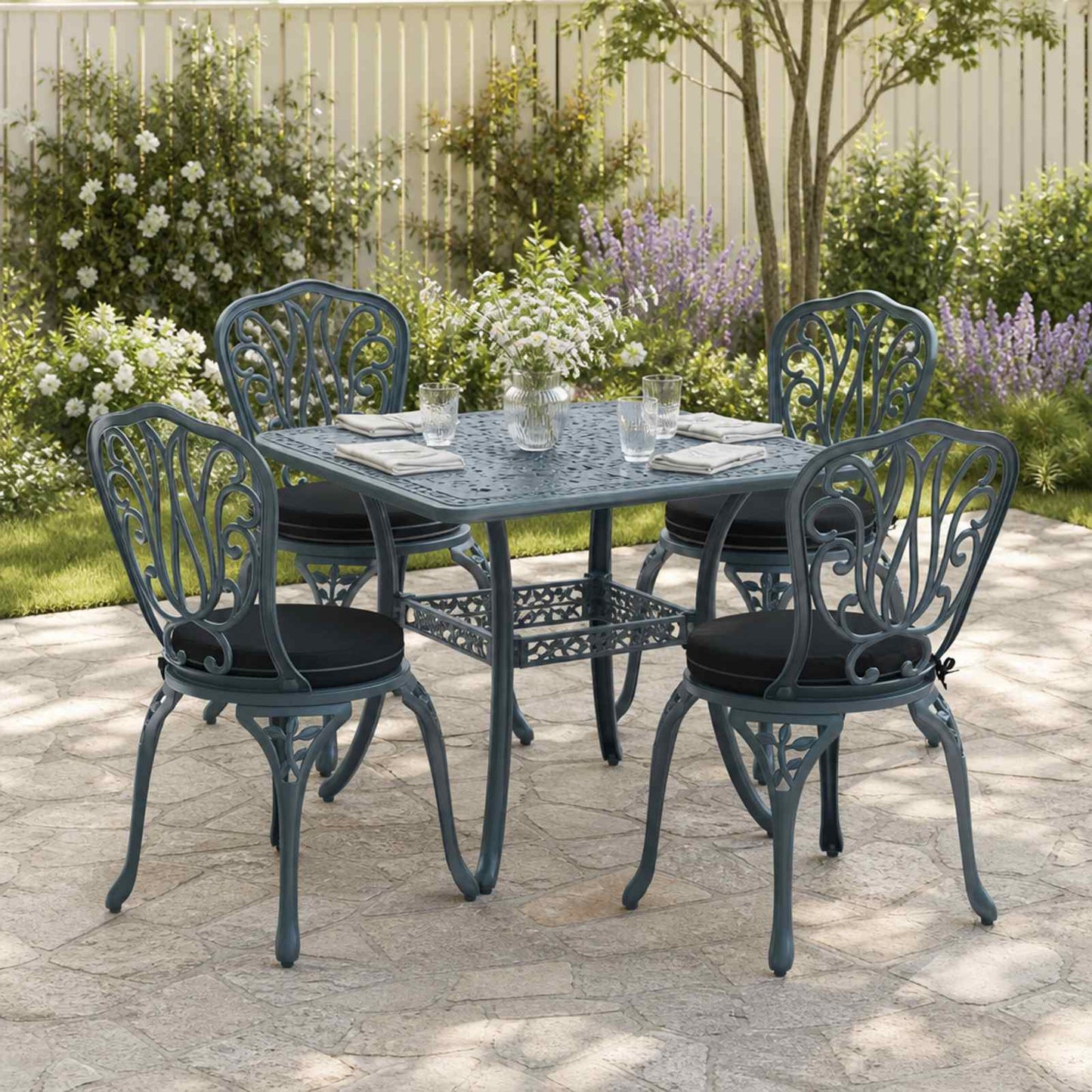 vidaXL 4-Piece Seat Cushions SOEST 4 pcs 100% Polyester Black