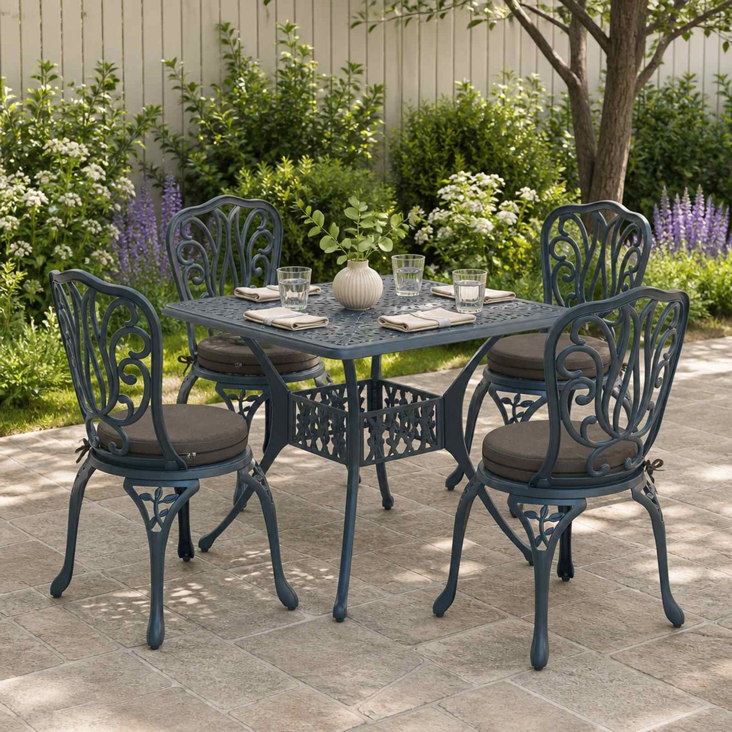 vidaXL 4-Piece Seat Cushions SOEST 4 pcs 100% Polyester Anthracite