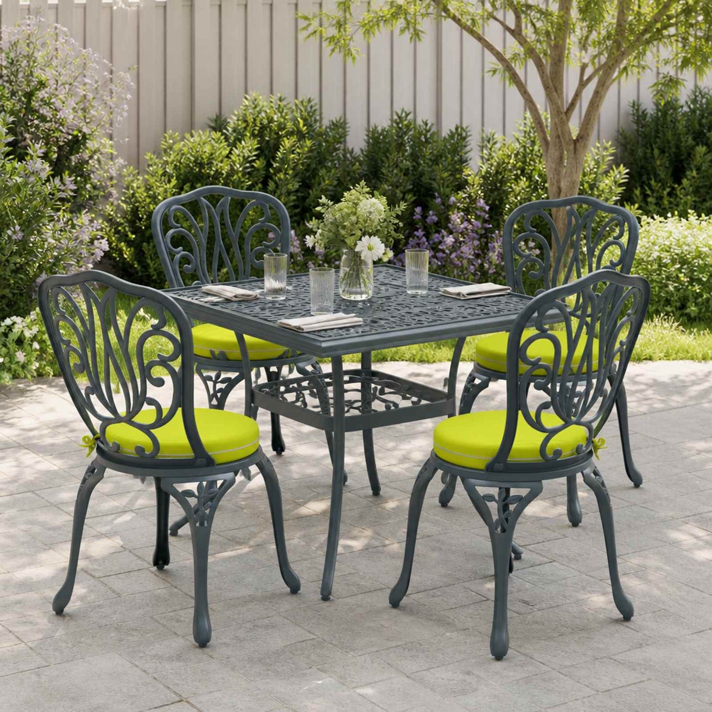 vidaXL 4-Piece Seat Cushions SOEST 4 pcs 100% Polyester Bright Green