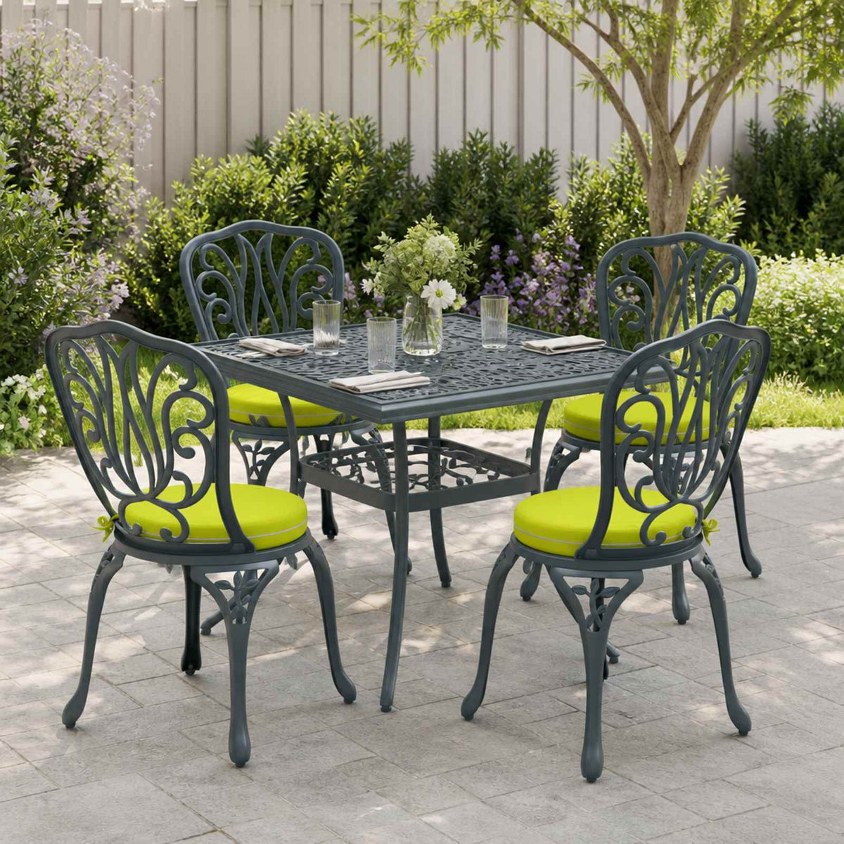 vidaXL Seat Cushions SOEST 4 pcs 100% Polyester Bright Green