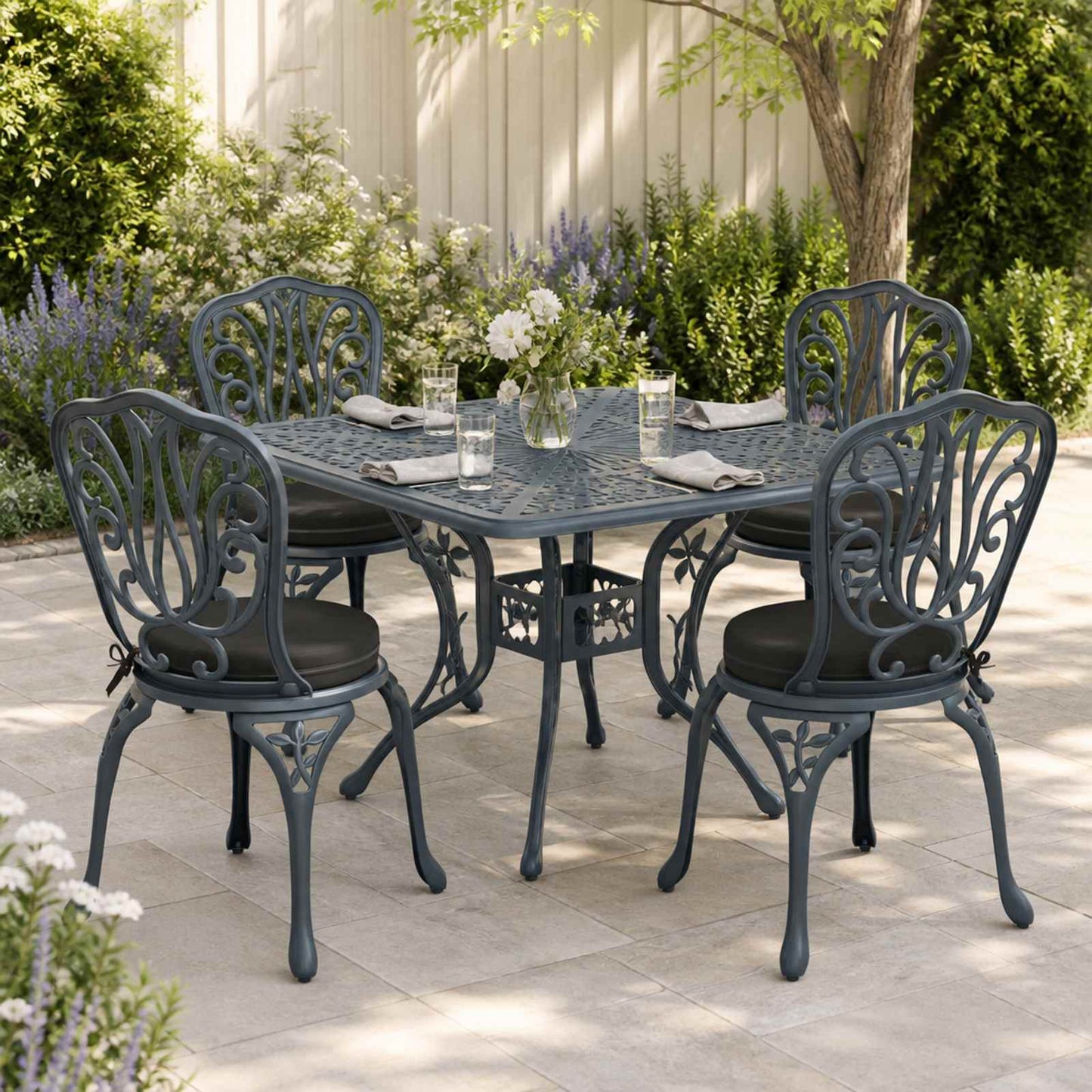 vidaXL 4-Piece Seat Cushions SOEST 4 pcs 100% Polyester Black