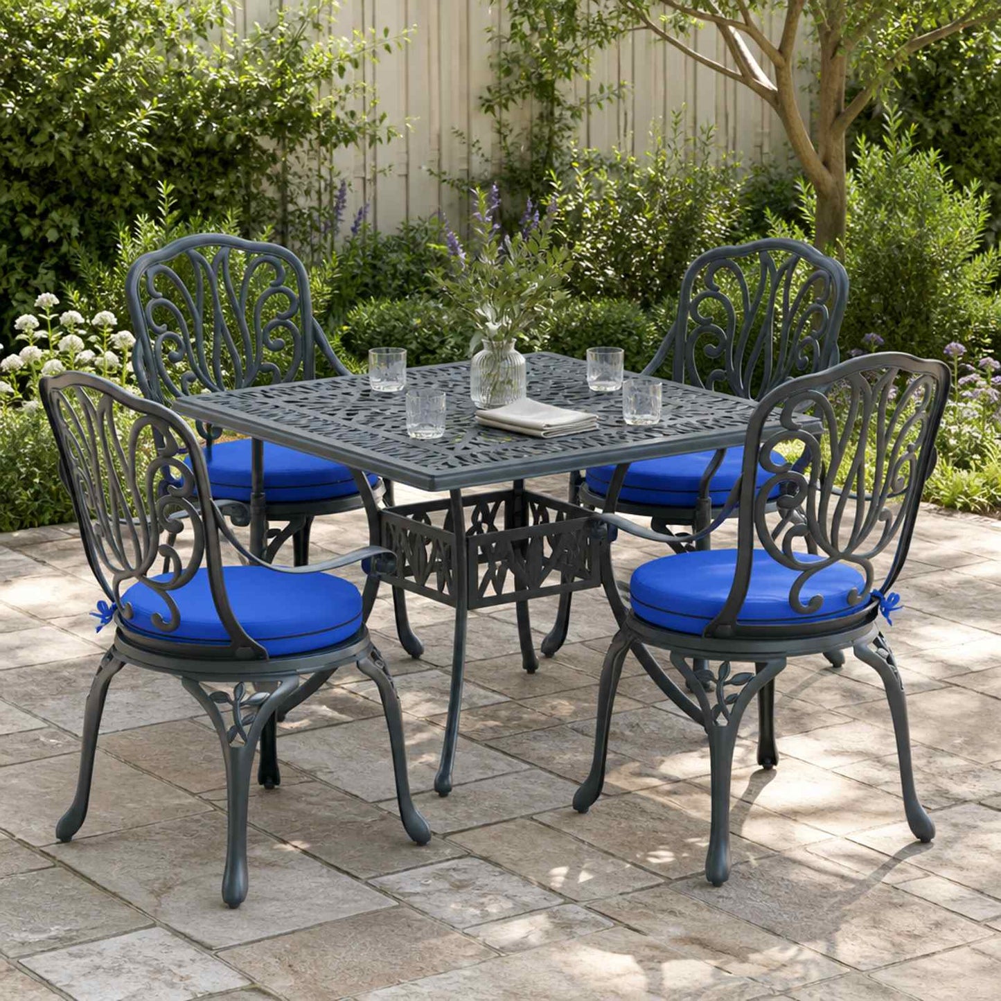 vidaXL 4-Piece Seat Cushions SOEST 4 pcs 100% Polyester Royal Blue