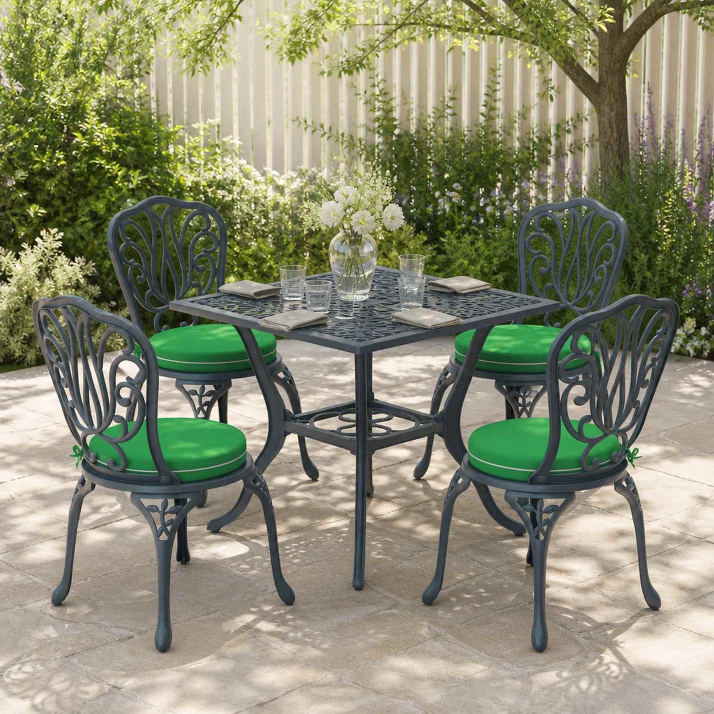 vidaXL 4-Piece Seat Cushions SOEST 4 pcs 100% Polyester Green