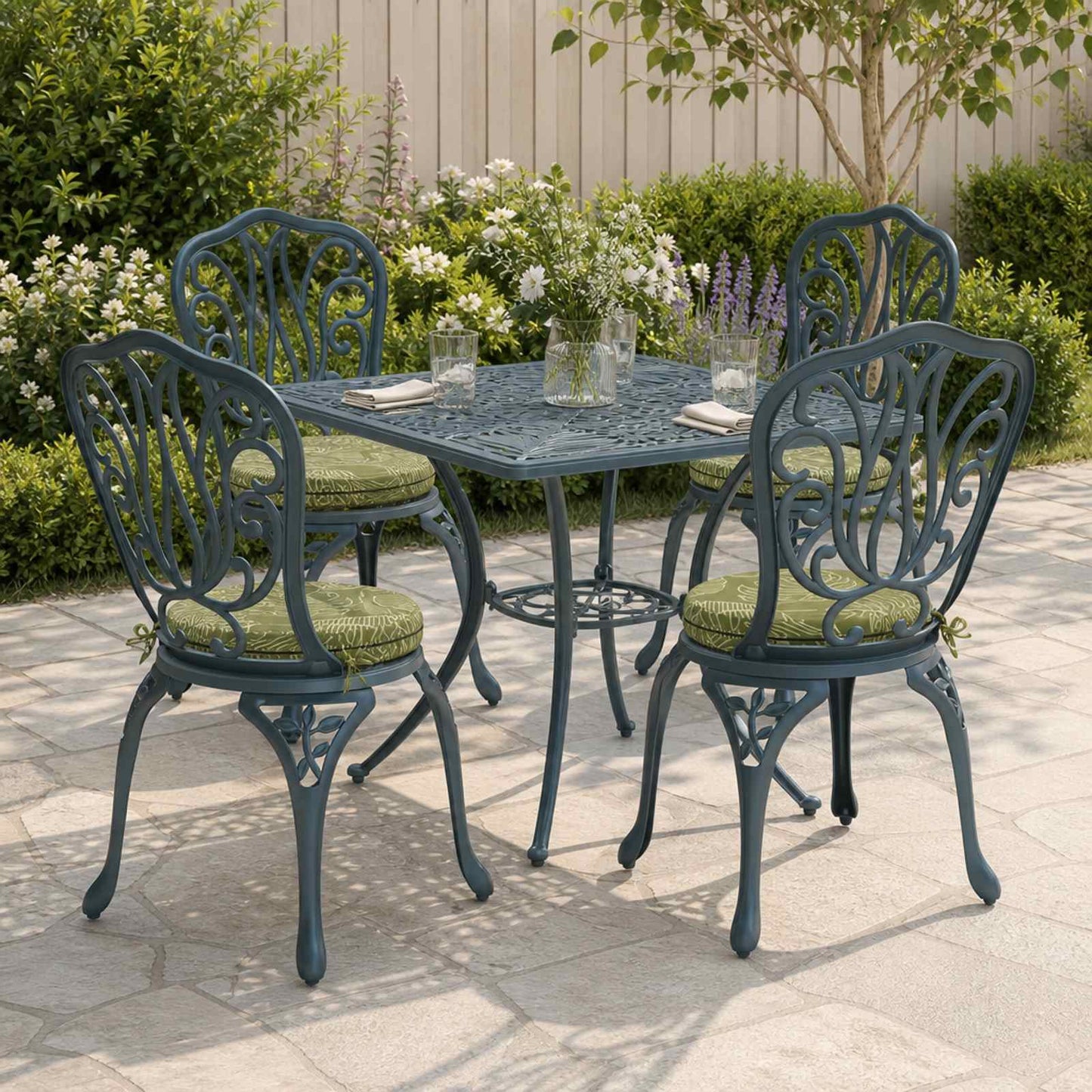 vidaXL 4-Piece Seat Cushions SOEST 4 pcs 100% Polyester Leaf Design