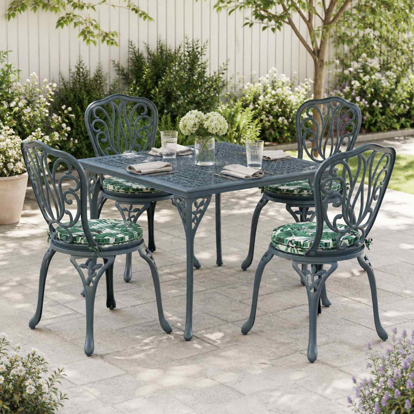 vidaXL 4-Piece Seat Cushions SOEST 4 pcs 100% Polyester Leaf Pattern