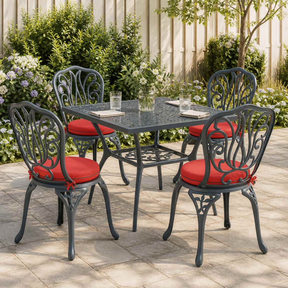 vidaXL 4-Piece Seat Cushions SOEST 4 pcs 100% Polyester Red