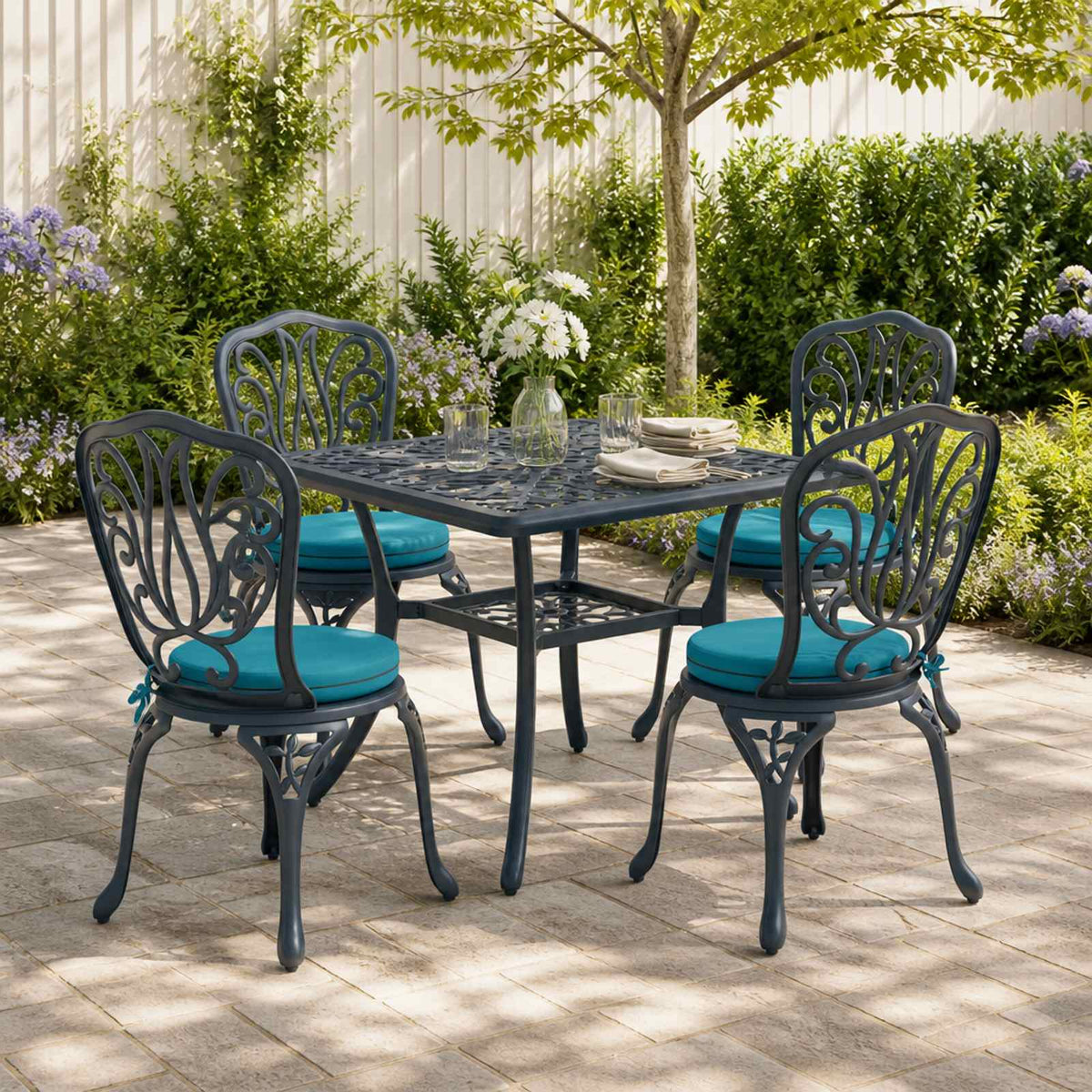 vidaXL 4-Piece Seat Cushions SOEST 4 pcs 100% Polyester Turquoise