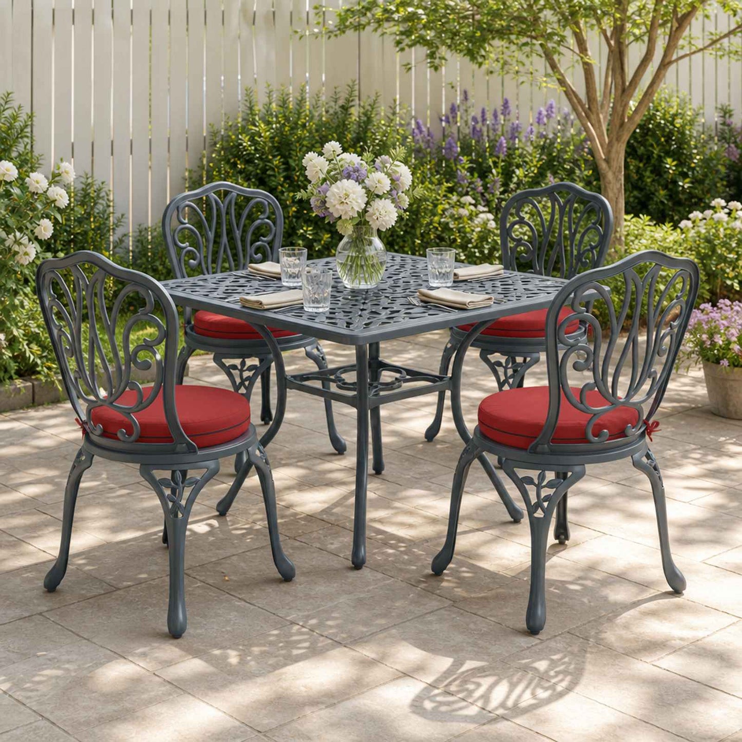 vidaXL 4-Piece Seat Cushions SOEST 4 pcs 100% Polyester Wine Red