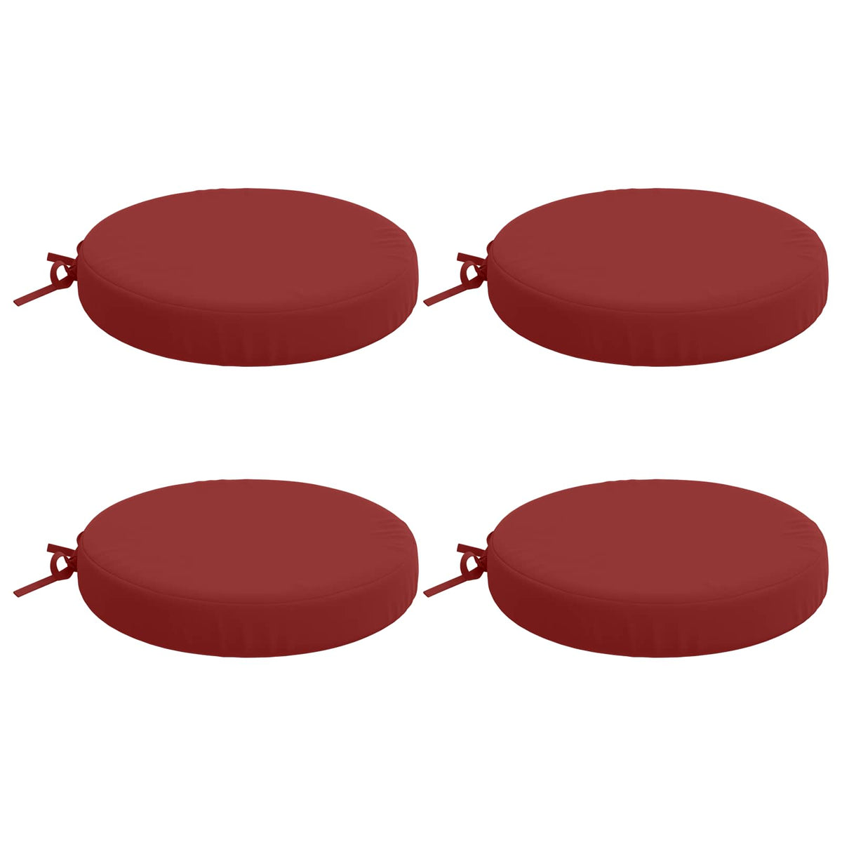 vidaXL Seat Cushions SOEST 4 pcs 100% Polyester Wine Red Ø 40 x 7 cm