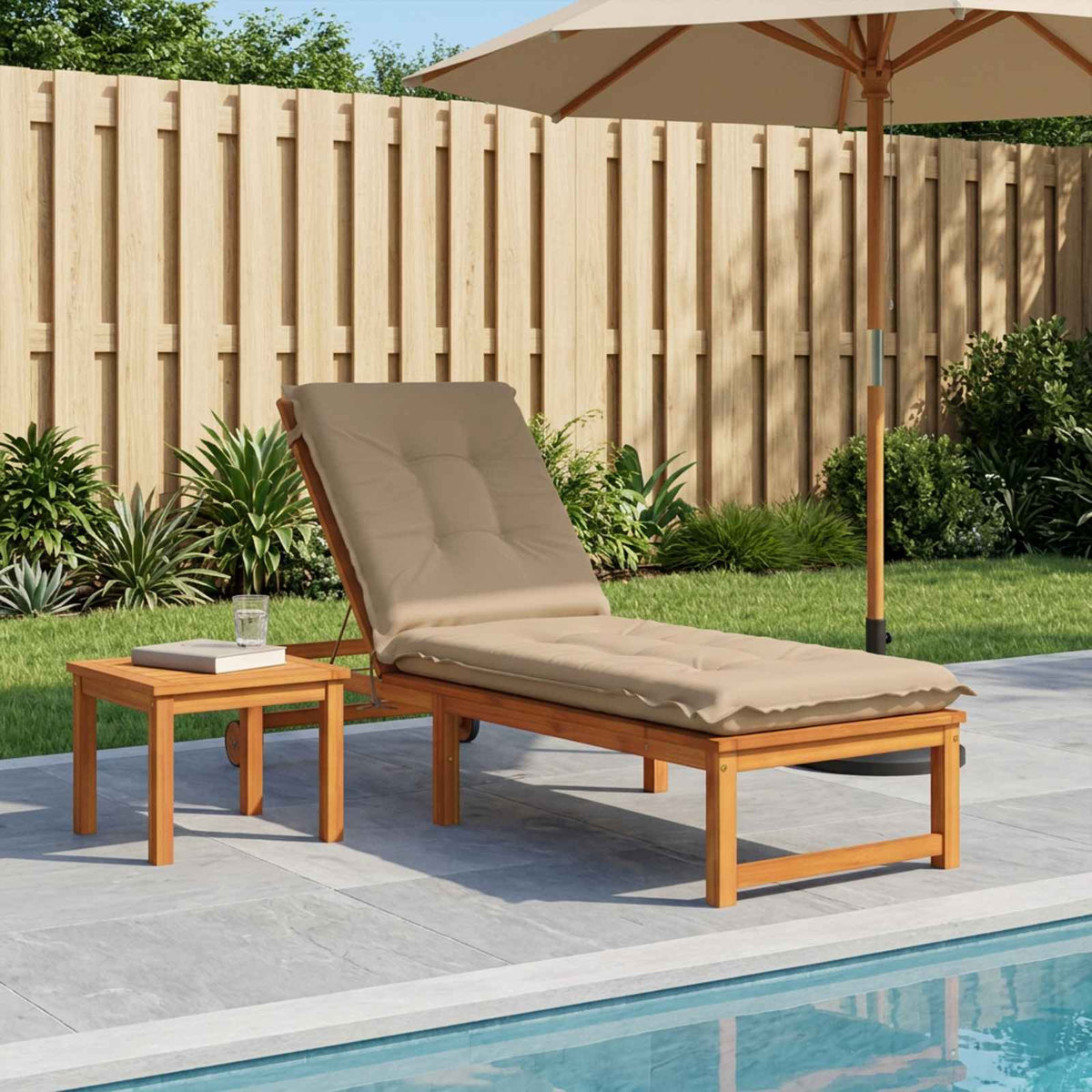 vidaXL Sunlounger Cushion GEMERT 100% Polyester Sand 190 x 60 x 9 cm