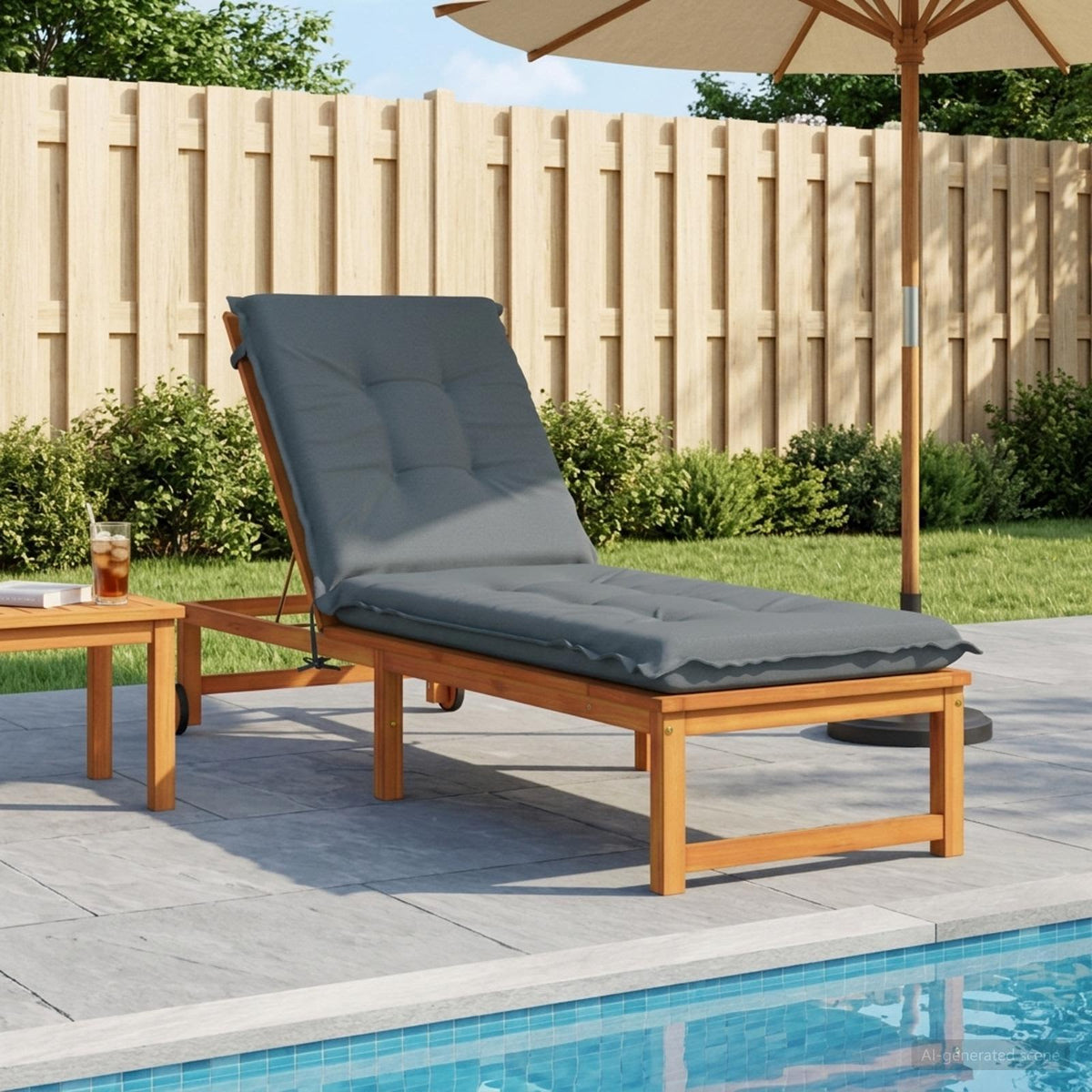 vidaXL Sunlounger Cushion GEMERT 100% Polyester Blue 190 x 60 x 9 cm