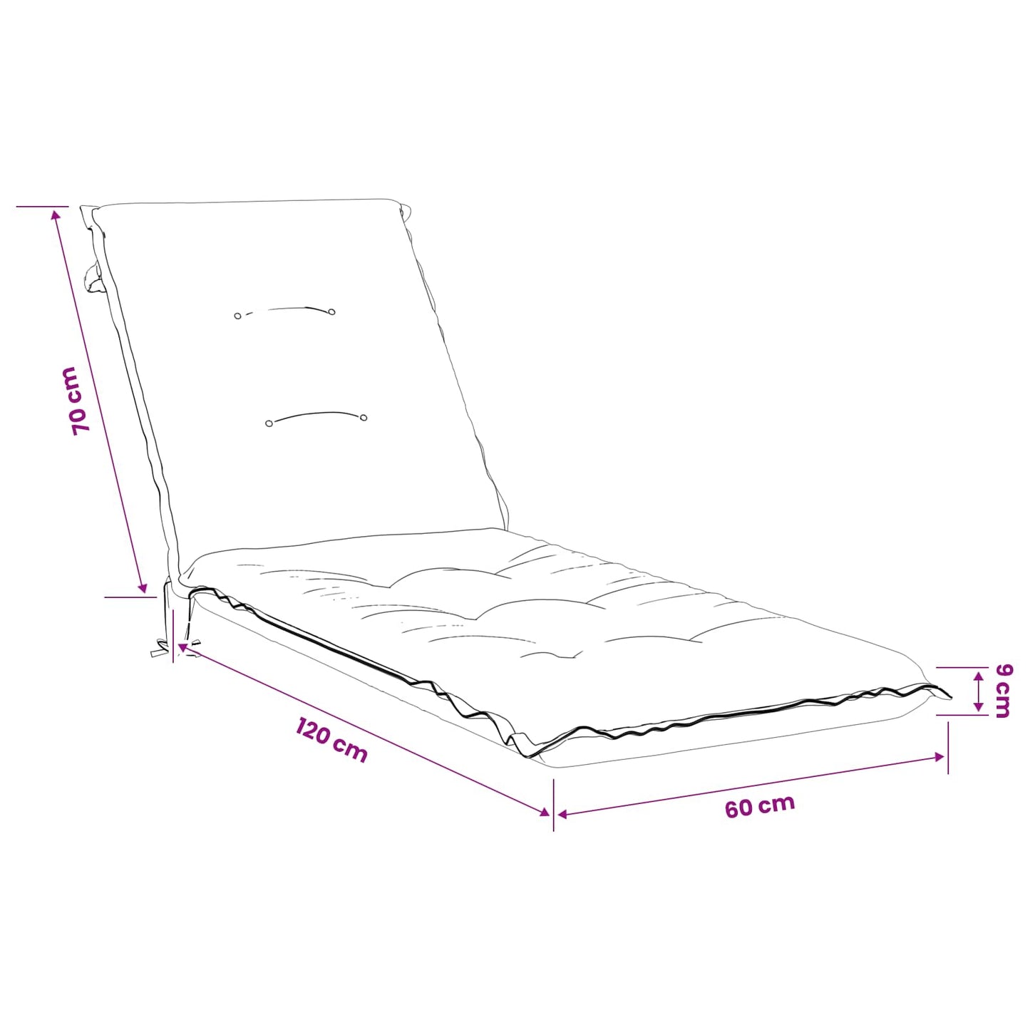 vidaXL Sunlounger Cushion GEMERT 100% Polyester Dark Blue