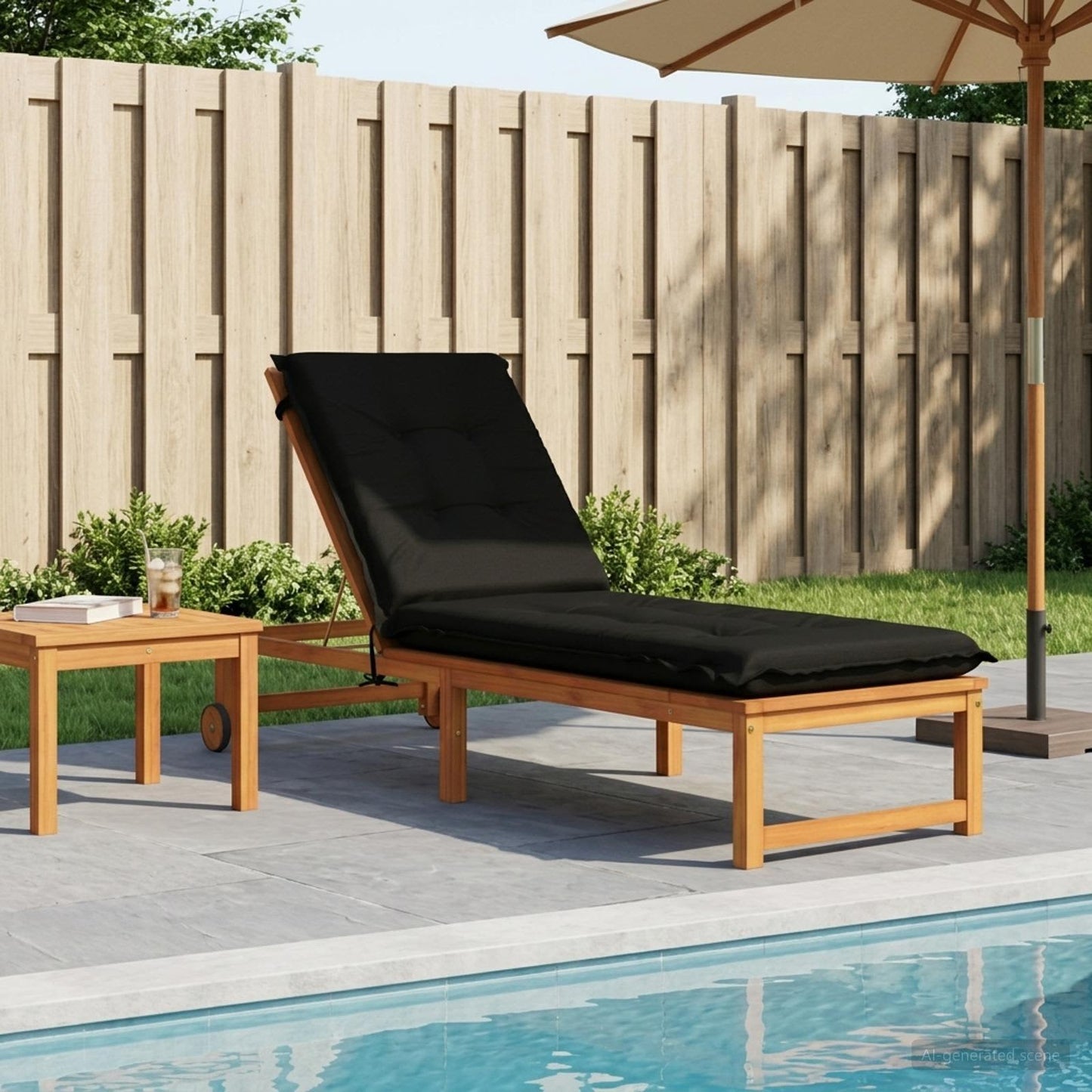 vidaXL Sunlounger Cushion GEMERT 100% Polyester Black 190 x 50 x 9 cm