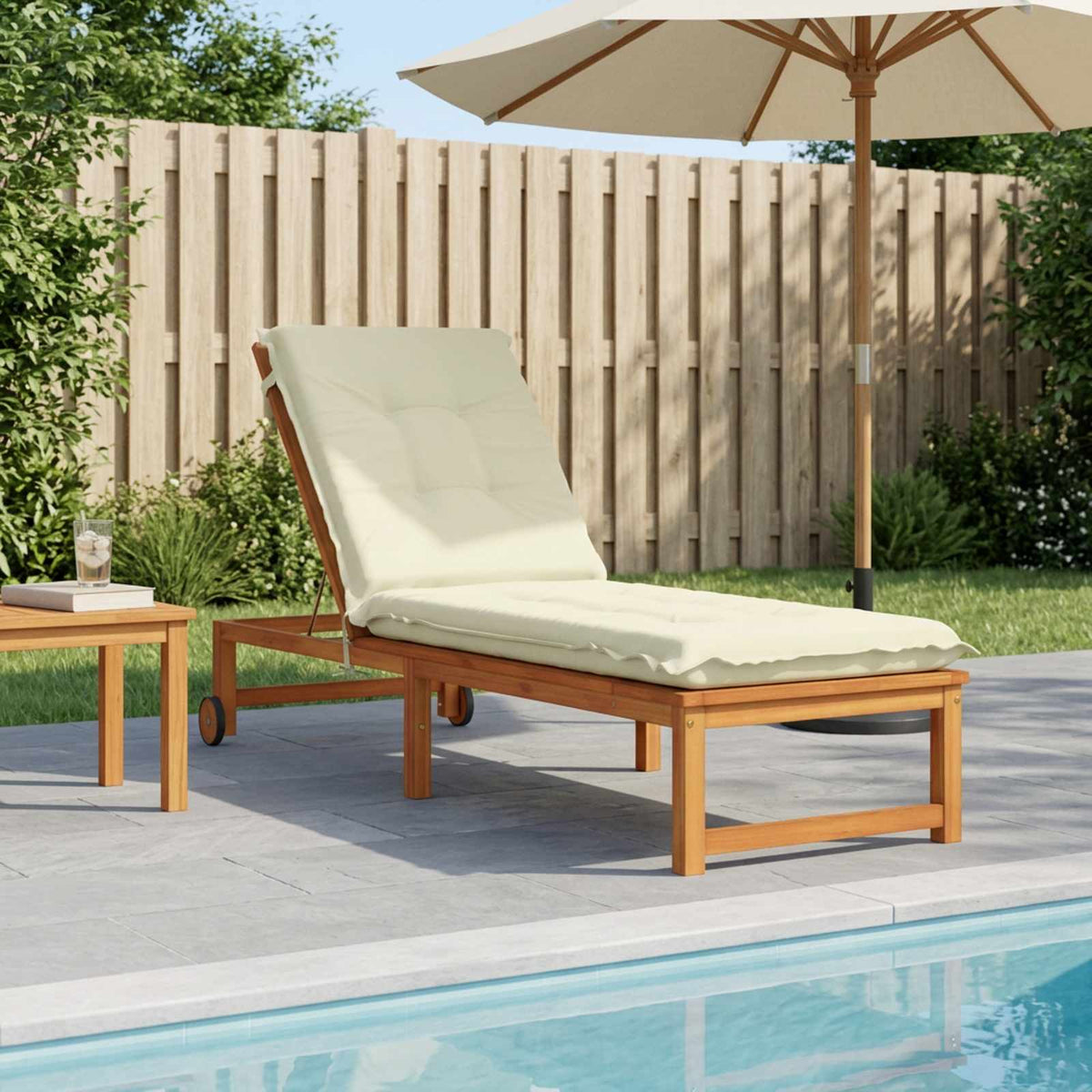 vidaXL Sunlounger Cushion GEMERT 100% Polyester Cream 190 x 50 x 9 cm