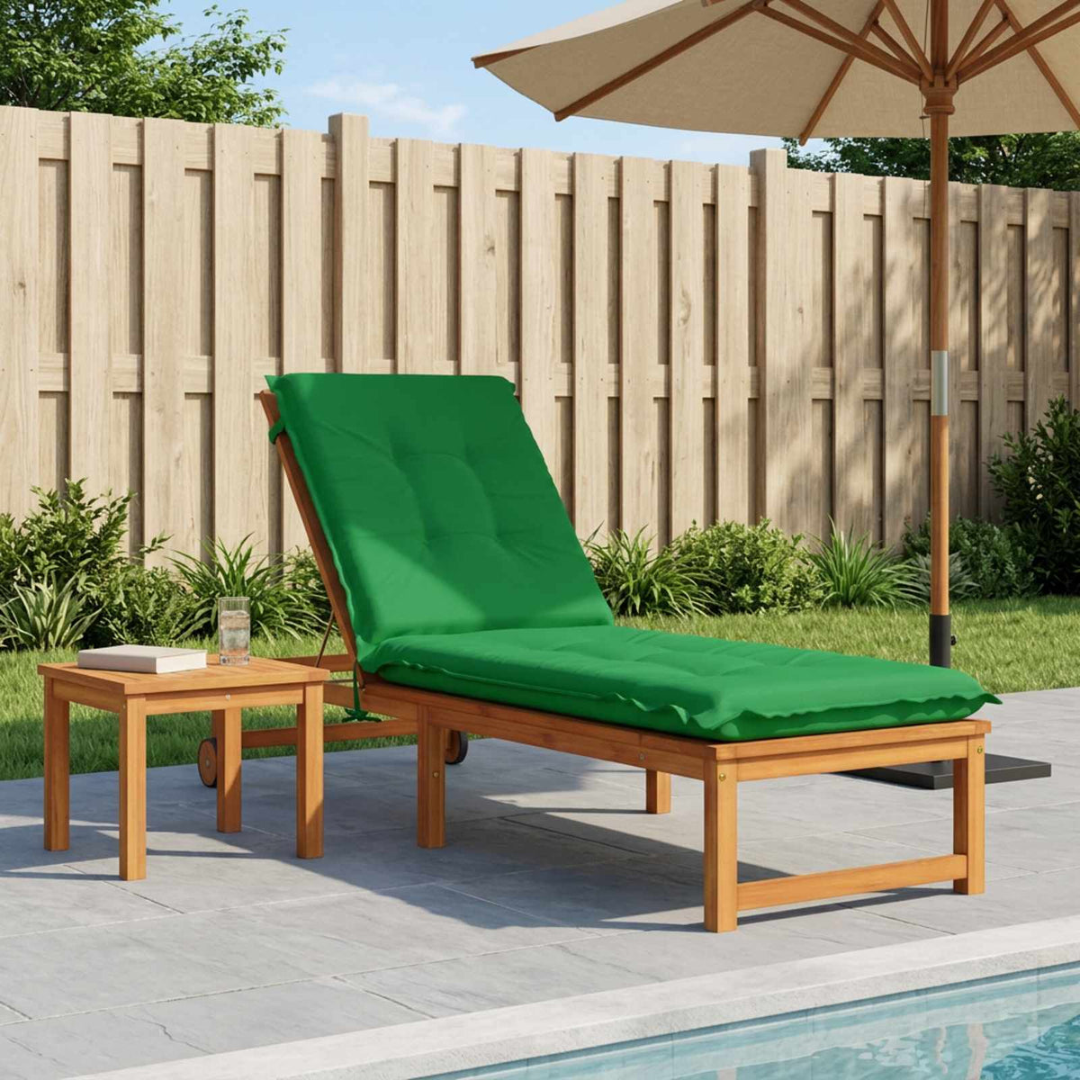 vidaXL Sunlounger Cushion GEMERT 100% Polyester Green 190 x 60 x 9 cm
