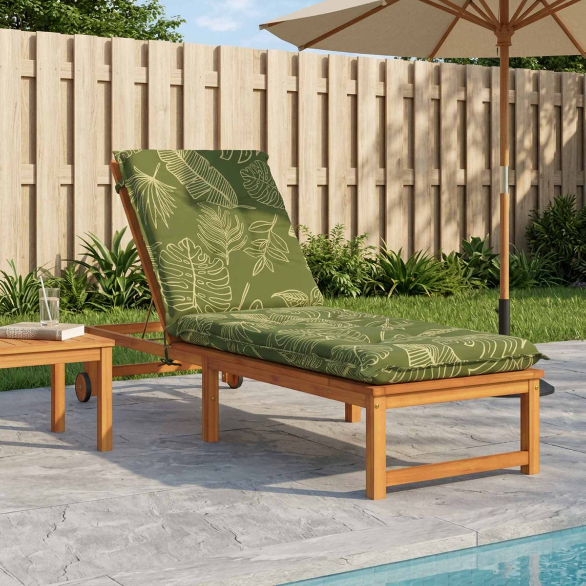 vidaXL Sunlounger Cushion GEMERT 100% Polyester Leaf Design