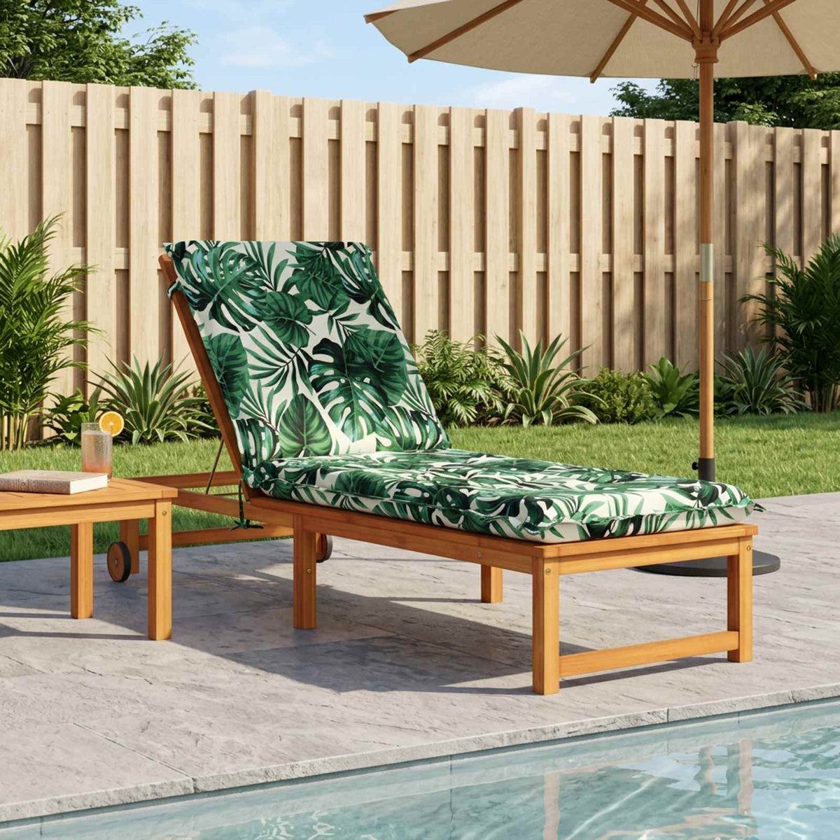 vidaXL Sunlounger Cushion GEMERT 100% Polyester Leaf Pattern