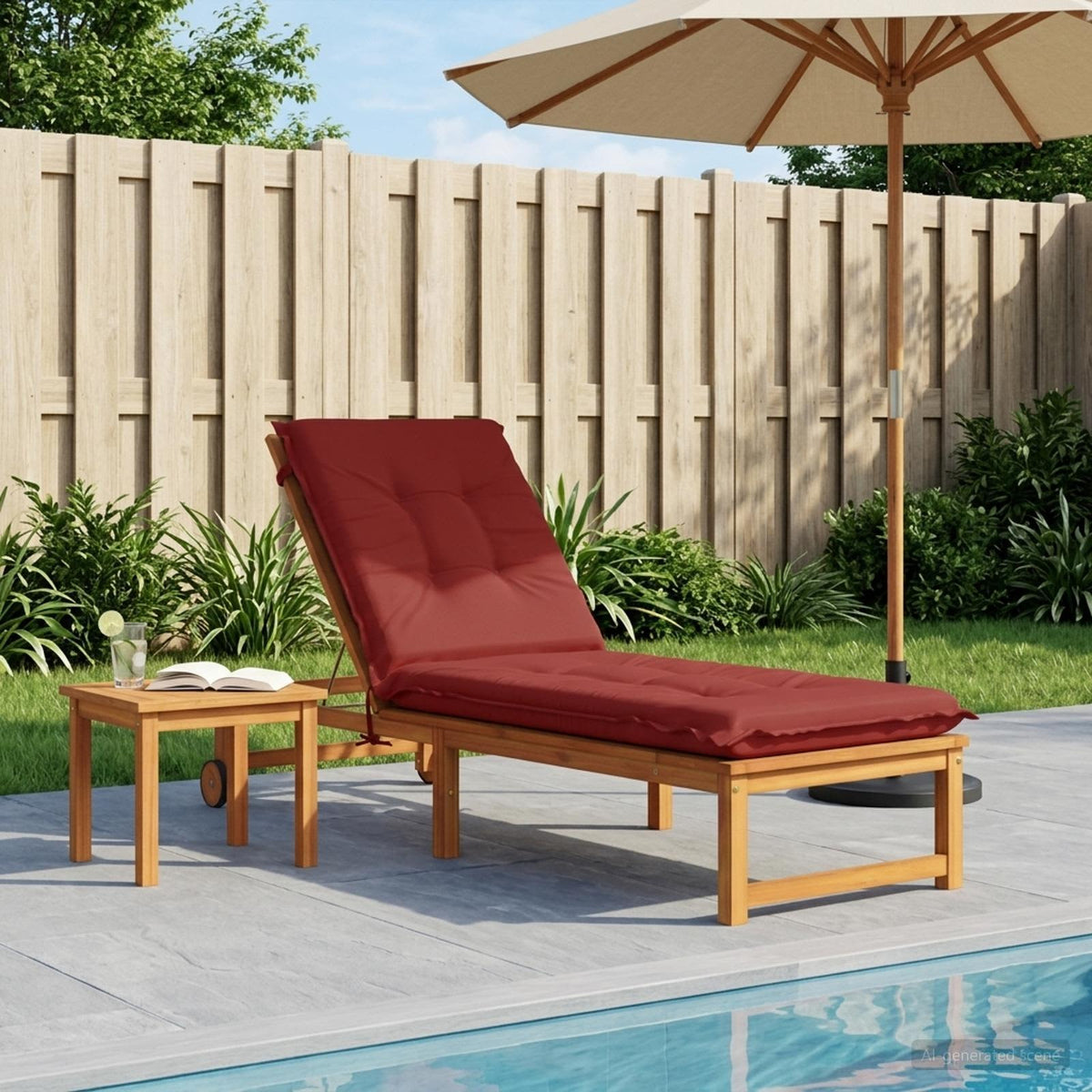 vidaXL Sunlounger Cushion GEMERT 100% Polyester Wine Red