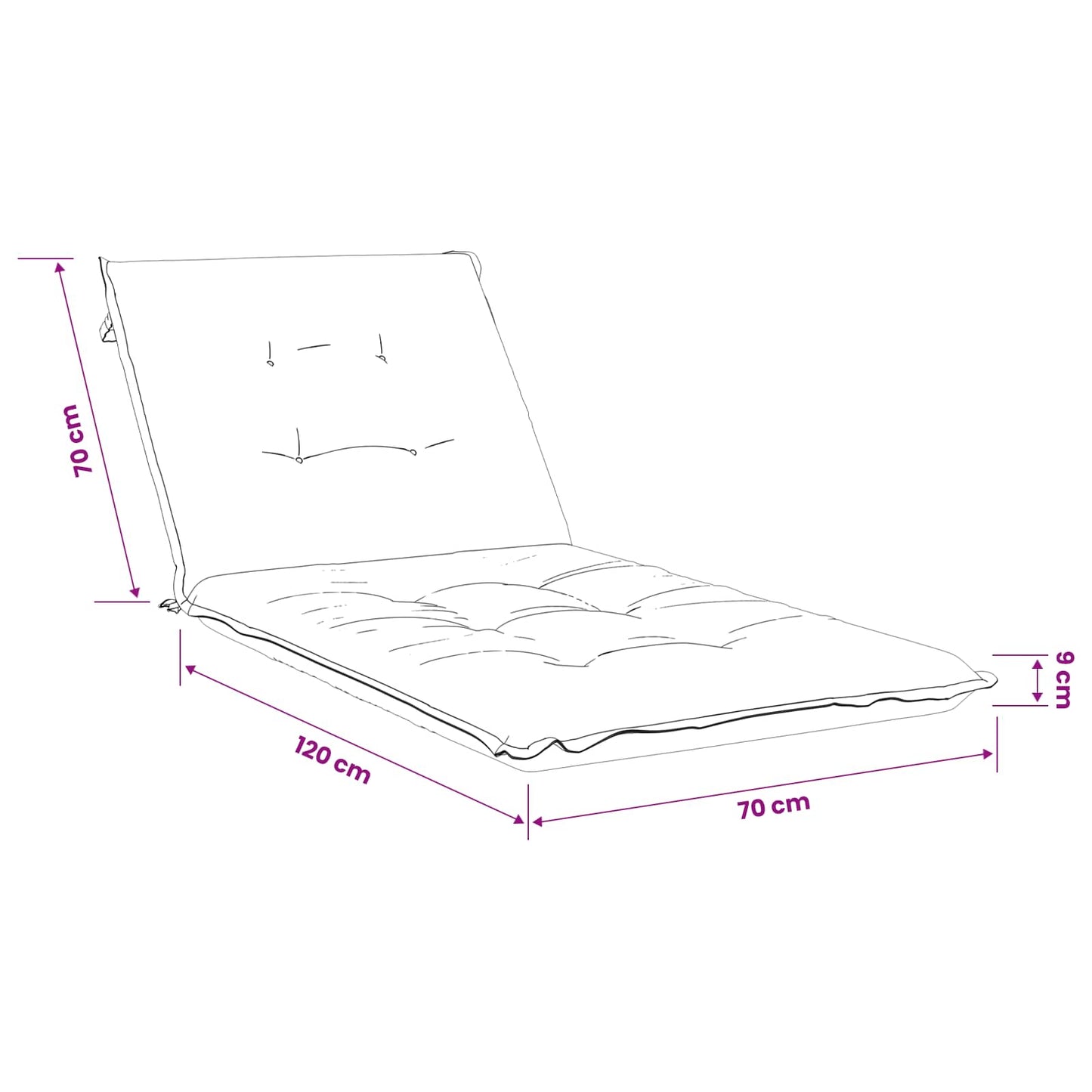 vidaXL Sunlounger Cushion GEMERT 100% Polyester Taupe 190 x 70 x 9 cm