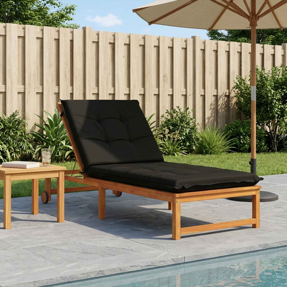 vidaXL Sunlounger Cushion GEMERT 100% Polyester Black 190 x 90 x 9 cm