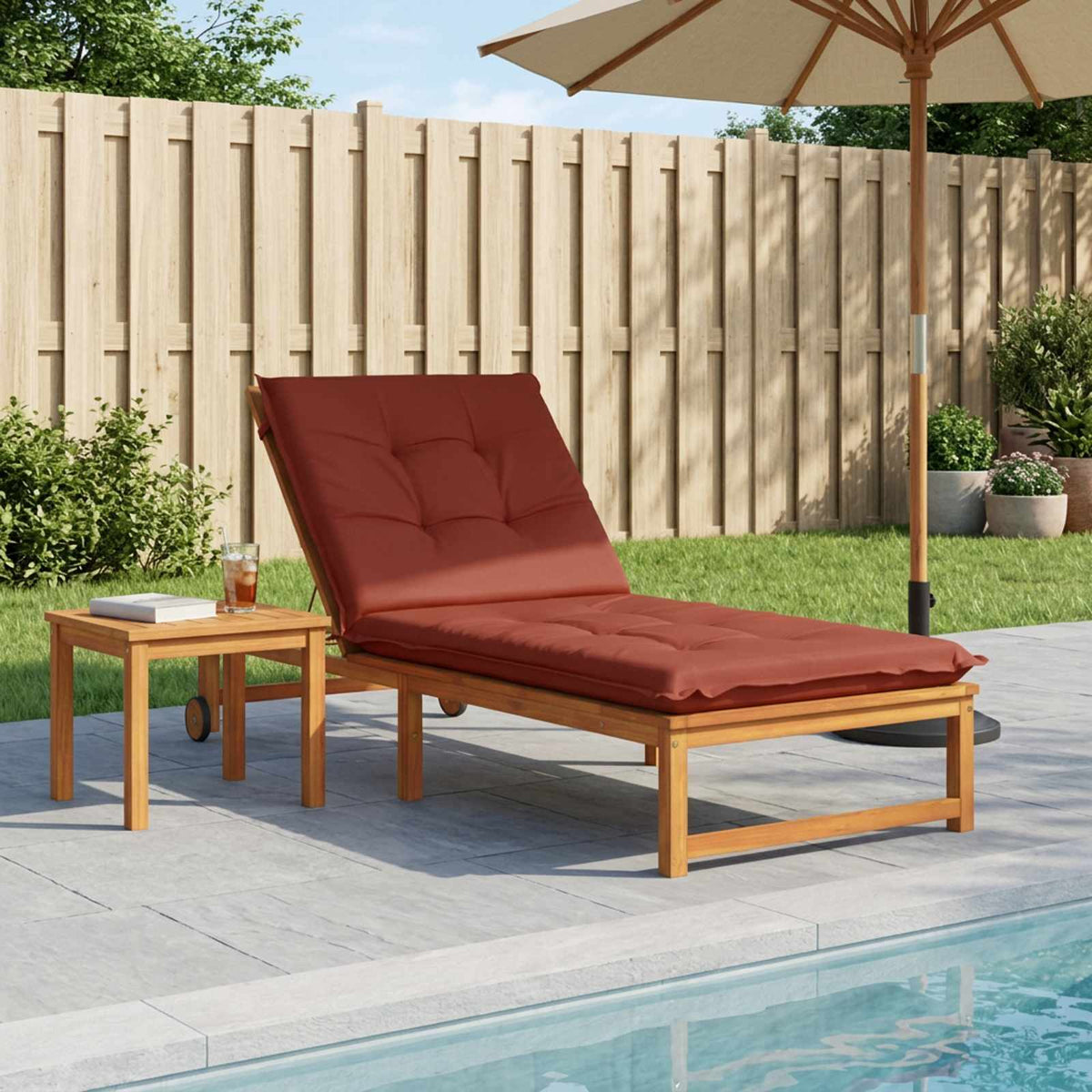 vidaXL Sunlounger Cushion GEMERT 100% Polyester Red 190 x 70 x 9 cm