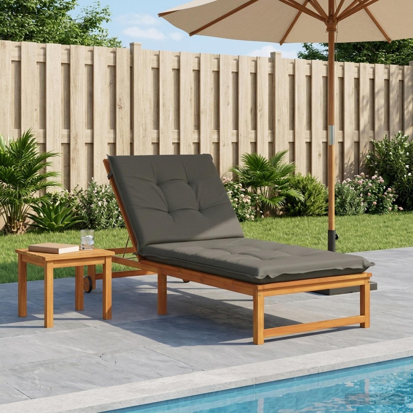 vidaXL Sunlounger Cushion GEMERT 100% Polyester Grey 190 x 80 x 9 cm