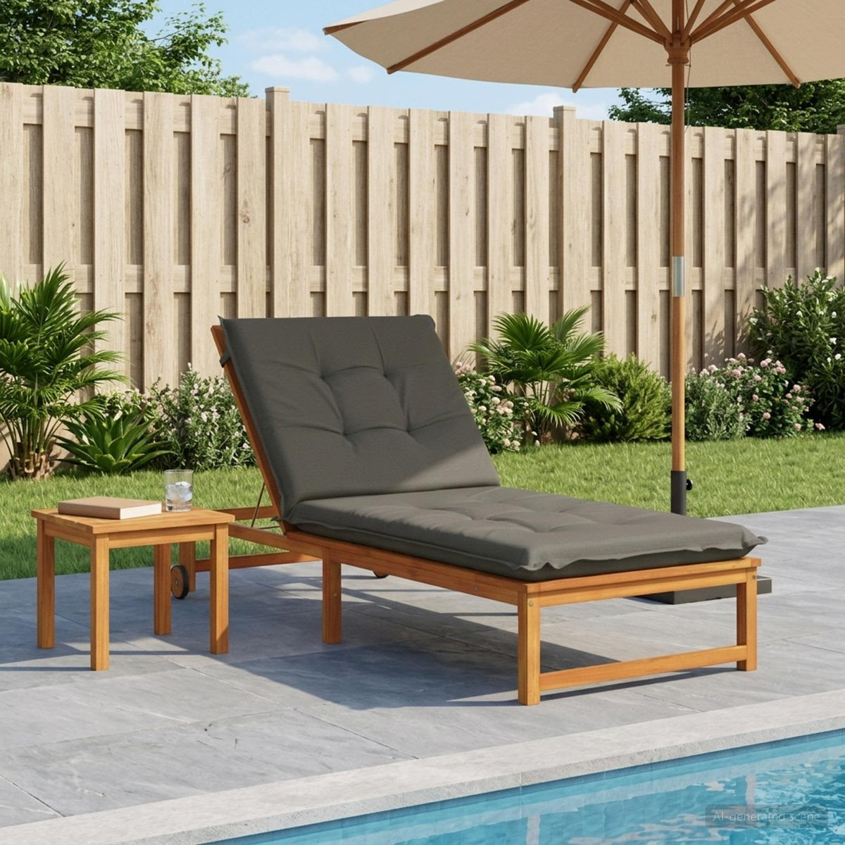 vidaXL Sunlounger Cushion GEMERT 100% Polyester Grey 190 x 70 x 9 cm