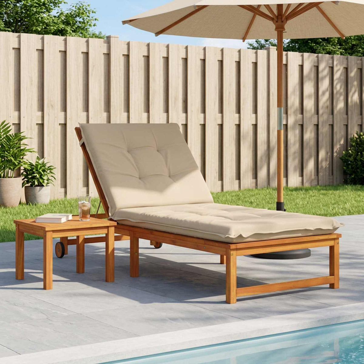 vidaXL Sunlounger Cushion GEMERT 100% Polyester Cream 190 x 80 x 9 cm