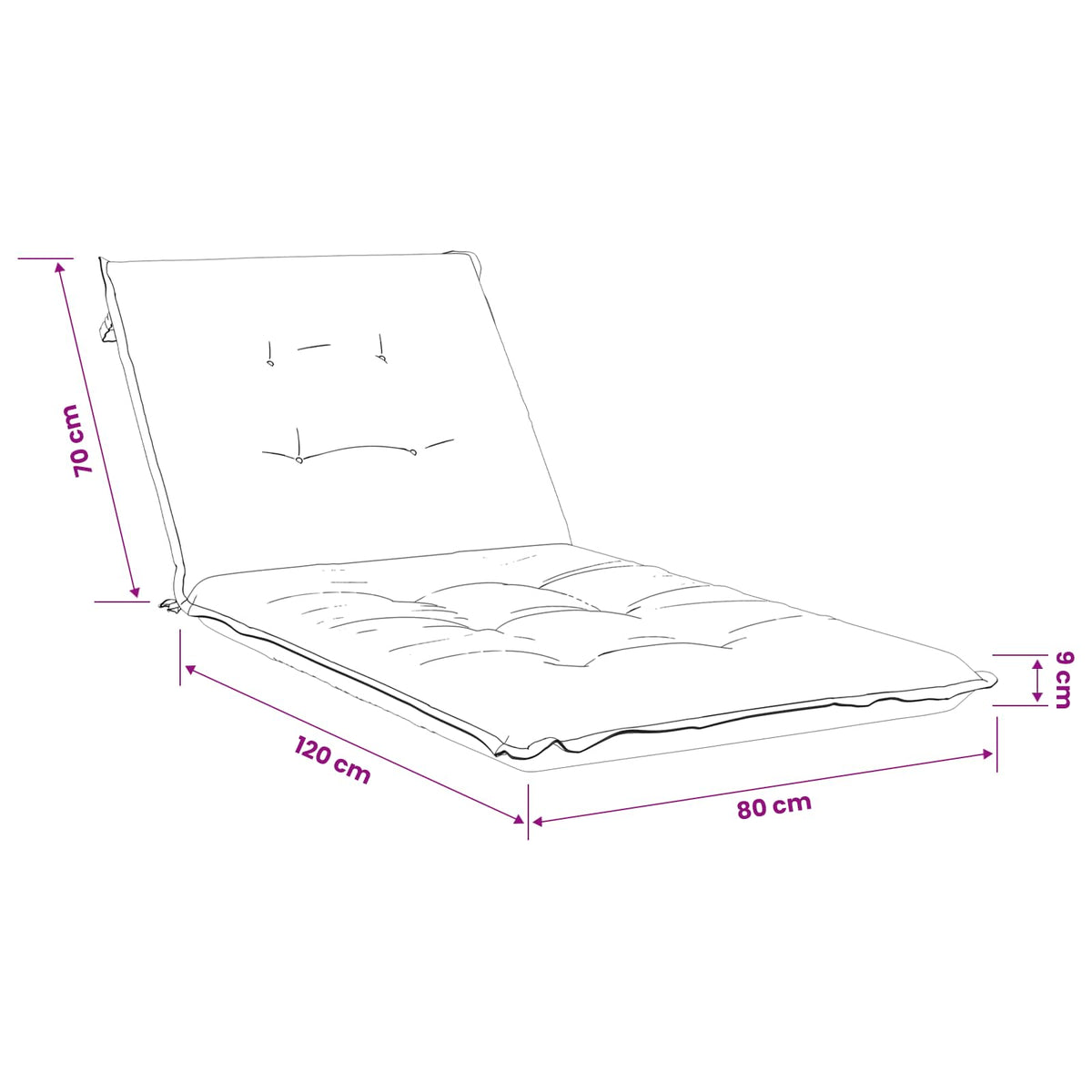 vidaXL Sunlounger Cushion GEMERT 100% Polyester Beige 190 x 80 x 9 cm