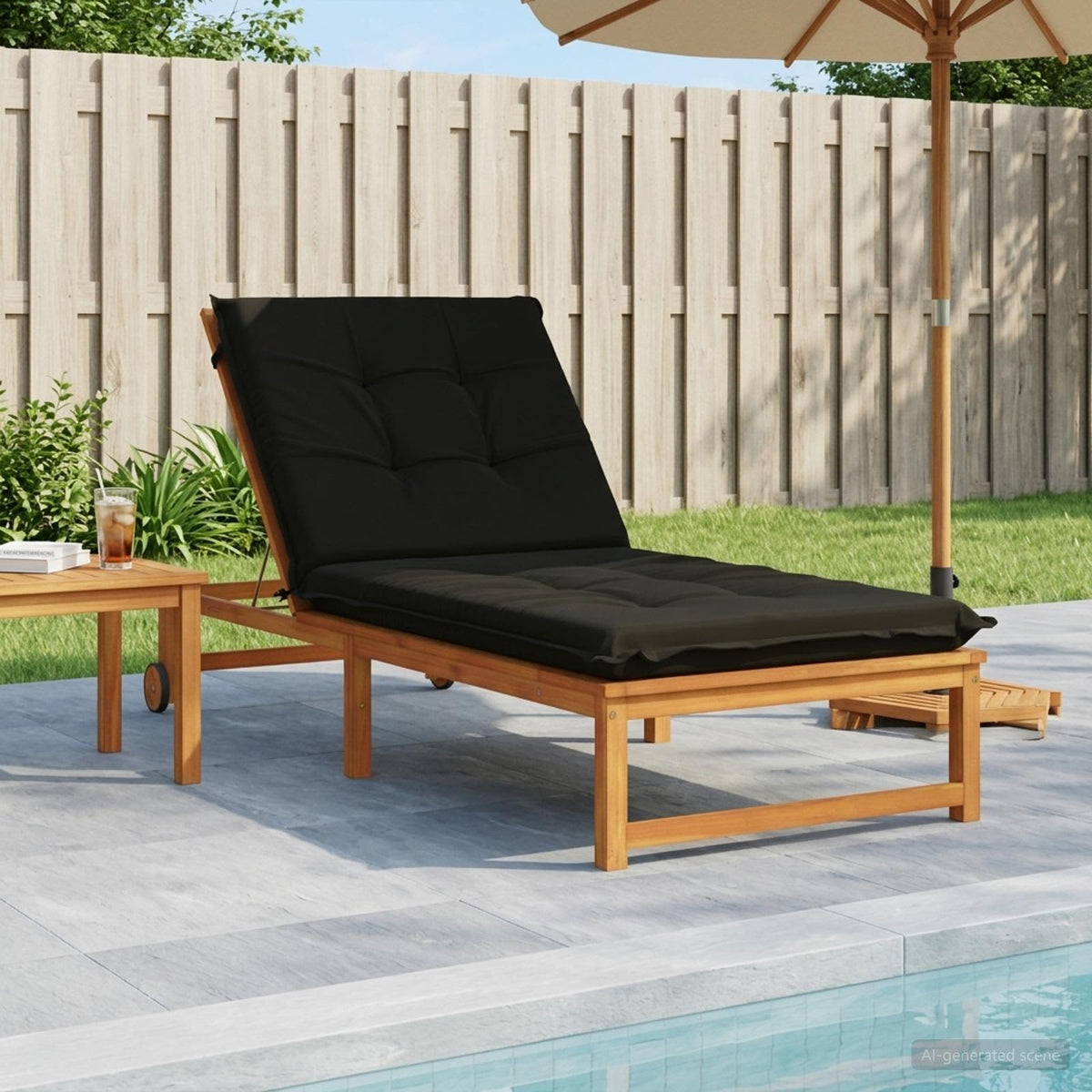 vidaXL Sunlounger Cushion GEMERT 100% Polyester Black 190 x 70 x 9 cm
