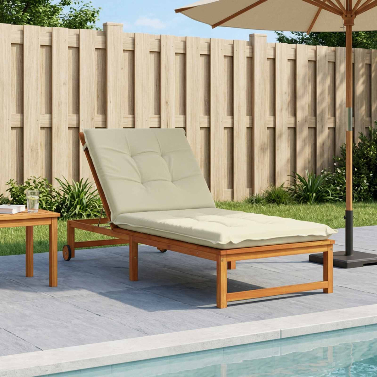 vidaXL Sunlounger Cushion GEMERT 100% Polyester Cream 190 x 80 x 9 cm