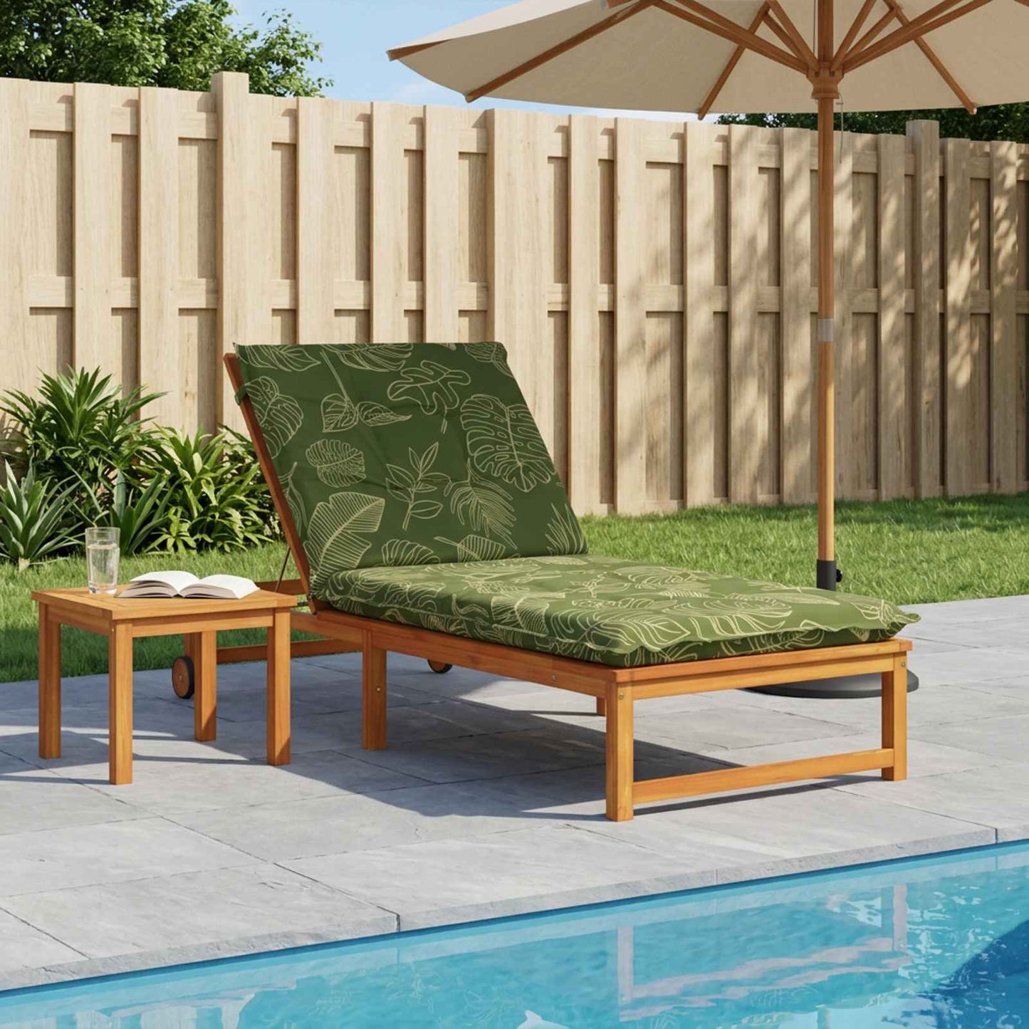 vidaXL Sunlounger Cushion GEMERT 100% Polyester Leaf Design