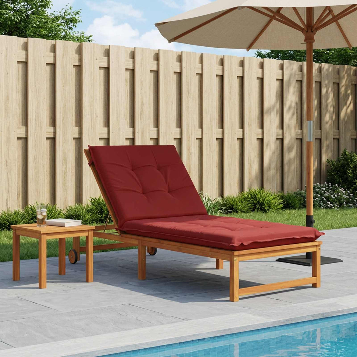 vidaXL Sunlounger Cushion GEMERT 100% Polyester Wine Red