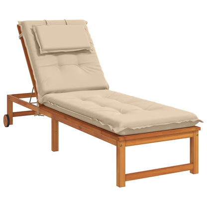 vidaXL Sunlounger Cushion GEMERT 100% Polyester Cream 190 x 50 x 9 cm
