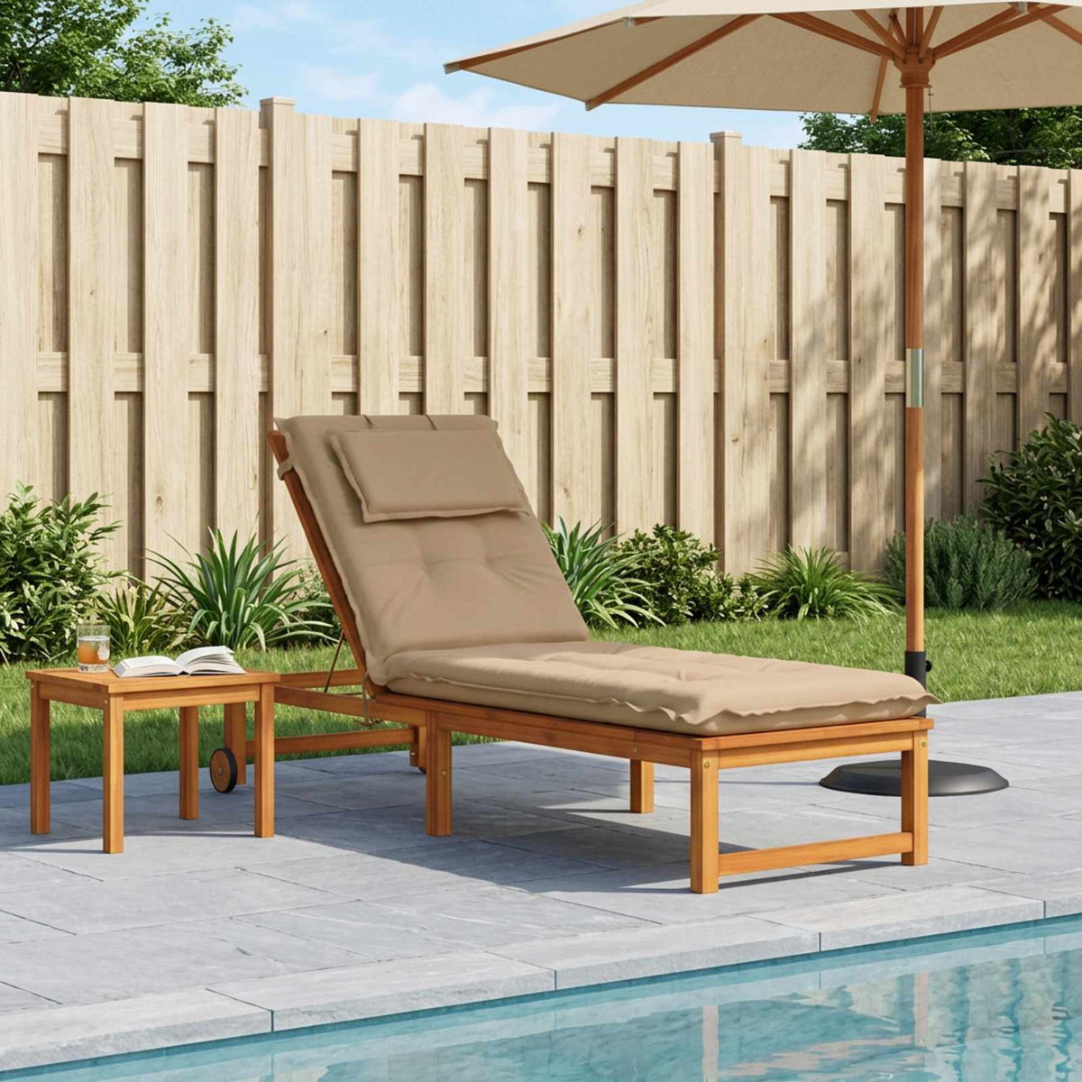 vidaXL Sunlounger Cushion GEMERT 100% Polyester Sand 190 x 60 x 9 cm