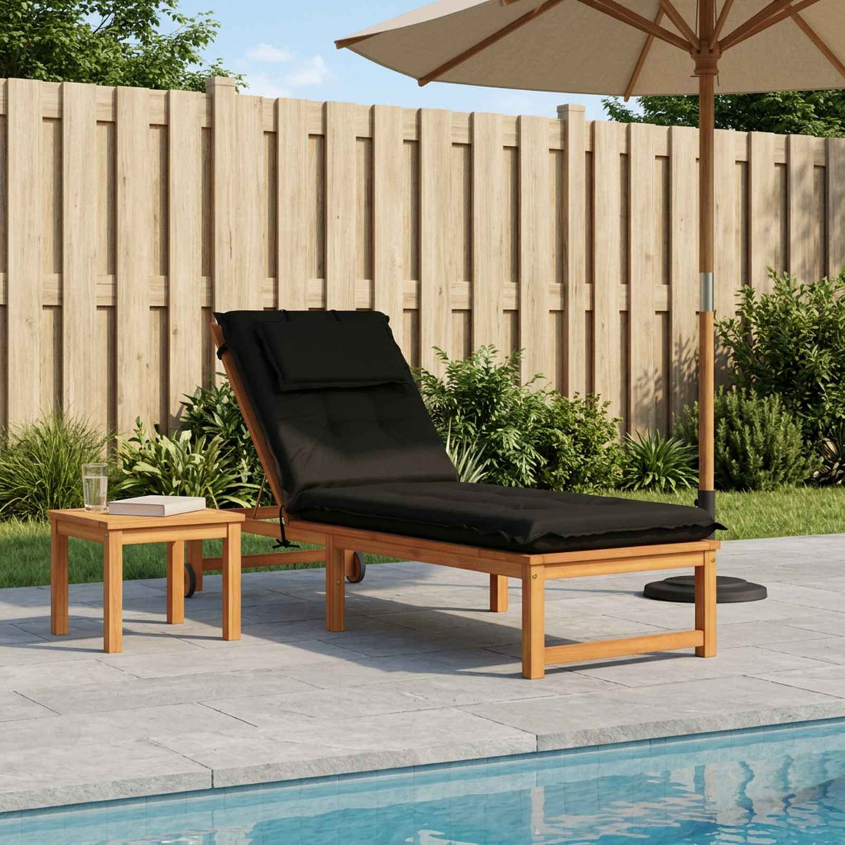 vidaXL Sunlounger Cushion GEMERT 100% Polyester Black 190 x 60 x 9 cm