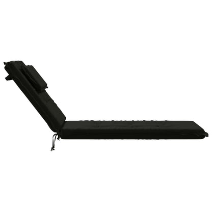 vidaXL Sunlounger Cushion GEMERT 100% Polyester Black 190 x 60 x 9 cm