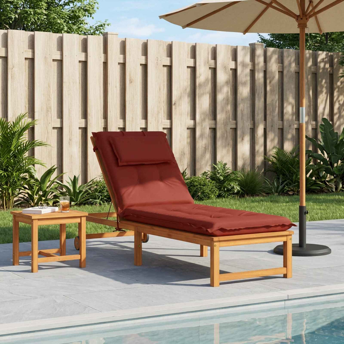 vidaXL Sunlounger Cushion GEMERT 100% Polyester Red 190 x 60 x 9 cm