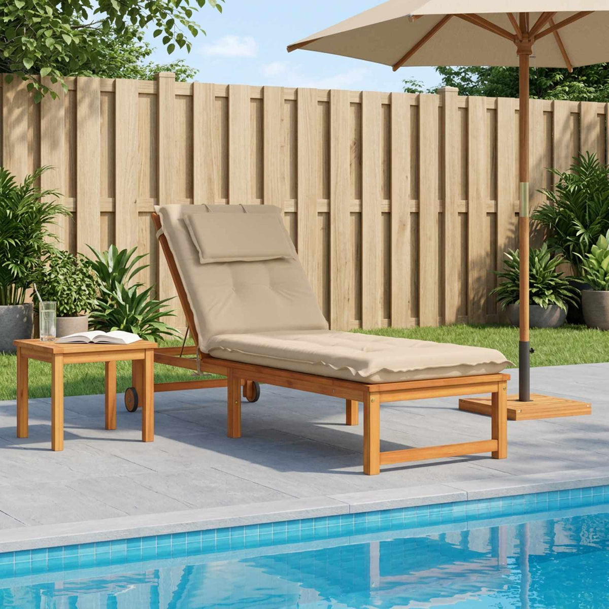 vidaXL Sunlounger Cushion GEMERT 100% Polyester Cream 190 x 60 x 9 cm