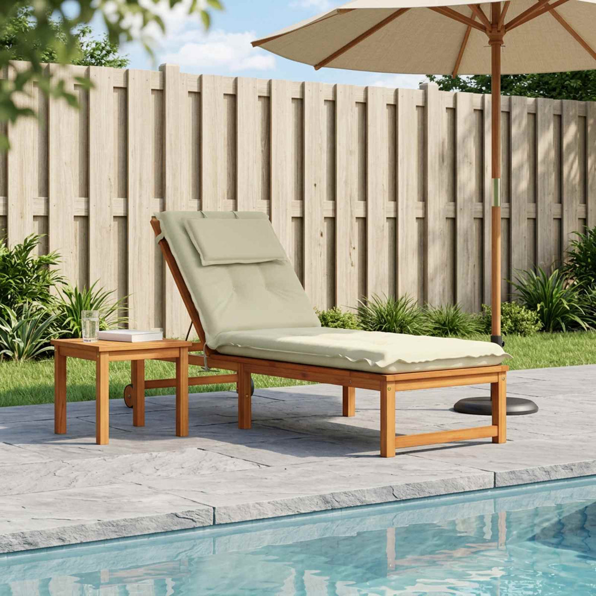 vidaXL Sunlounger Cushion GEMERT 100% Polyester Cream 190 x 50 x 9 cm