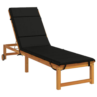 vidaXL Sunlounger Cushion GEMERT 100% Polyester Black 200 x 50 x 3 cm